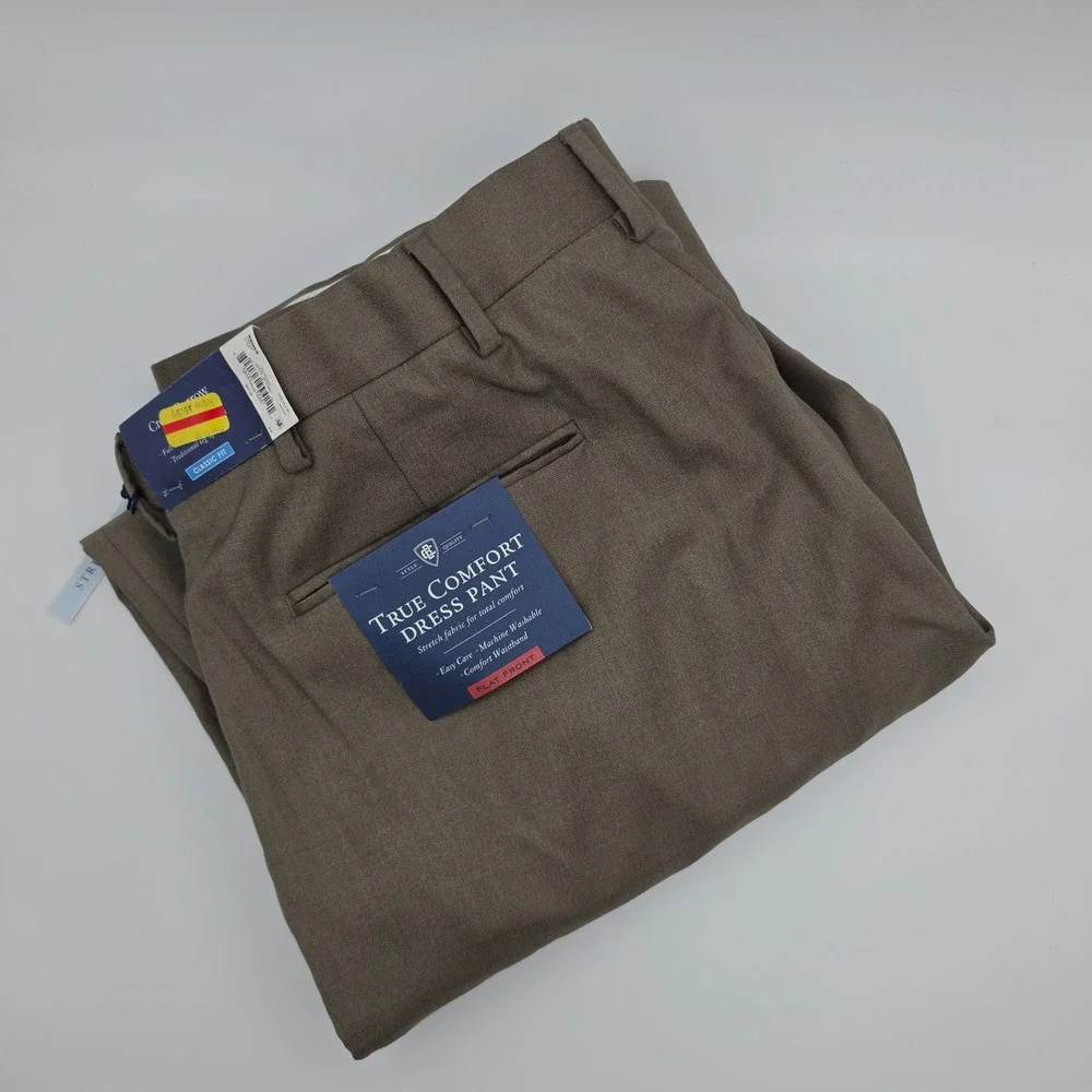 Croft Barrow Dress Pants Mens 40x32 Brown New Classic‎ Fit True Comfort NEW